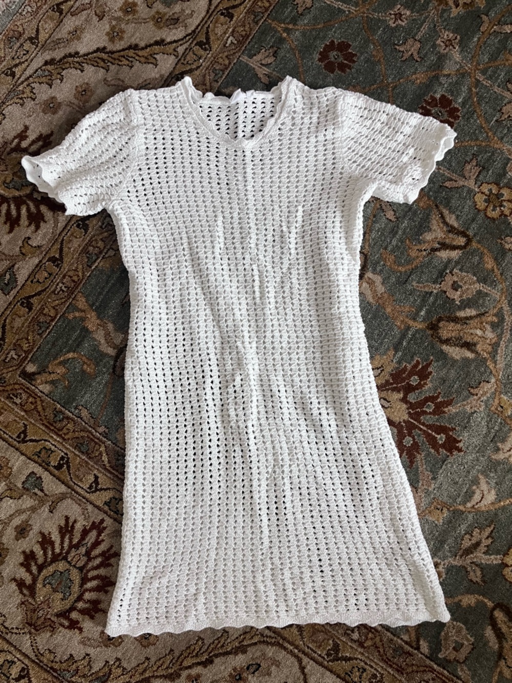 GAP White Crochet Short Sleeve Dress